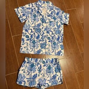 Authentic roller rabbit pajama set size small blue and white brand new